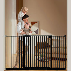 DEARBB extra wide baby gate with ultra-narrow spacing protects toddlers at stairways