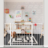 DEARBB triple-lock gate installed on stairs, promoting secure passage for kids and pets.