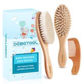 DEBETOOL Baby Hair Brush with soft goat bristles for gentle scalp care.