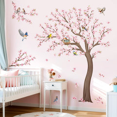 DecalMile cherry blossom tree wall sticker with pink flowers adds a vivid focal point to any room.