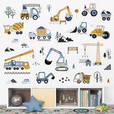 decalmile construction trucks wall sticker for imaginative playroom decor