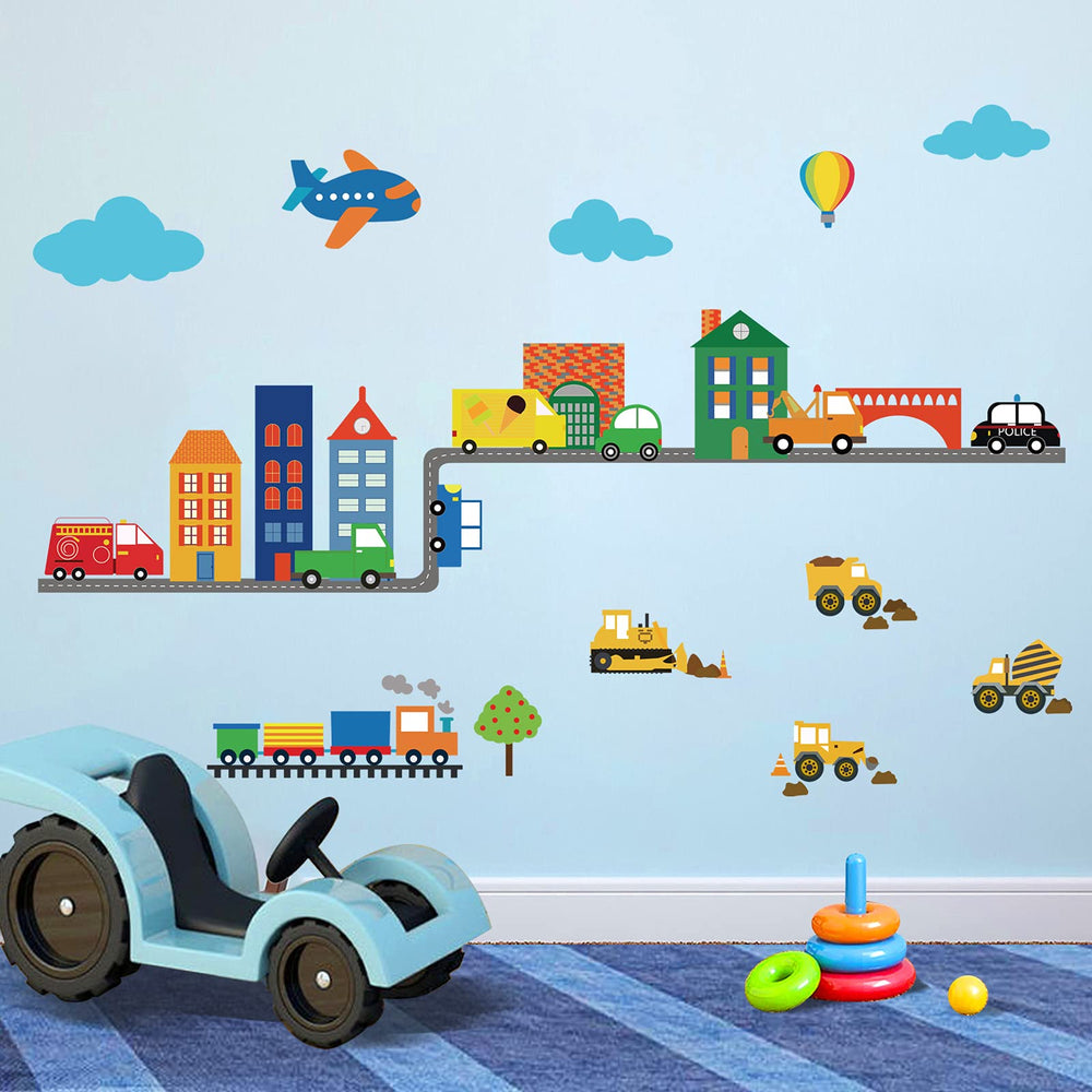 Decalmile construction vehicles wall decals brighten walls for imaginative play.