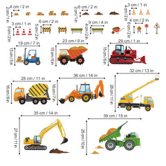decalmile construction vehicles wall stickers set adapts to smooth surfaces