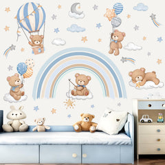 Decalmile hot air balloon animals décor creates a whimsical nursery focal point.