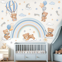 Decalmile rainbow animal wall decals brighten a kid's room on smooth walls.