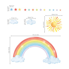 Decalmile rainbow wall decal brightens living spaces, versatile DIY option for large walls.