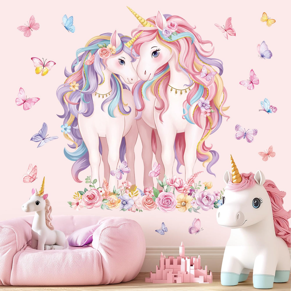 Decalmile unicorn butterfly wall decal on two sheets for easy DIY decor
