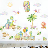 Decalsweet watercolor dinosaurs dino-train stickers brighten kid walls and spark imagination