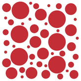 DecalVenue set 100 red polka dot decals for versatile wall decor on any surface.