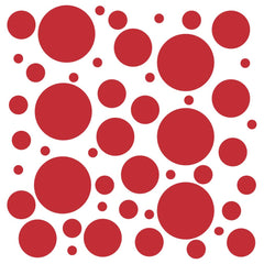 DecalVenue set 100 red polka dot decals for versatile wall decor on any surface.