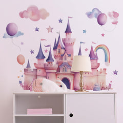 Dechom Balloons and Rainbow wall sticker adds whimsy to nursery or playroom.