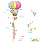 DECOWALL BS-1606 Animal Hot Air Balloon height chart wall decals brighten kids' rooms and engage curiosity