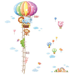 DECOWALL BS-1606 Animal Hot Air Balloon height chart wall decals brighten kids' rooms and engage curiosity