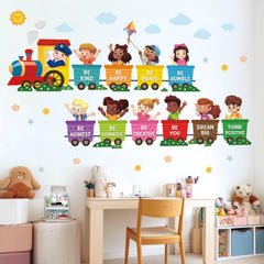 DECOWALL train and children wall decal adds lively color to kids' rooms.