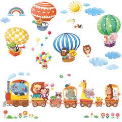 Decowall DA4-1406 animal train wall sticker for playful learning in kids' rooms.