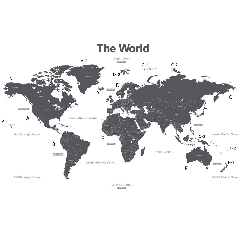 DECOWALL DLT-1609GF world map panel for stylish educational decor