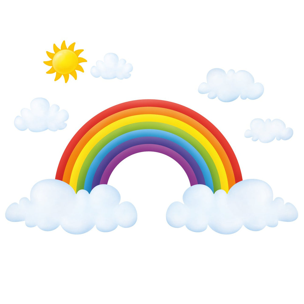 DECOWALL SG2-1713 rainbow and clouds wall stickers for kids' room, removable and repositionable.