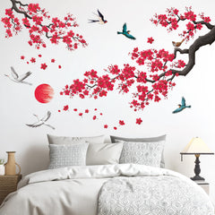 DECOWALL SG2-2406 sun and birds watercolor decal enhances bedrooms with dreamy charm