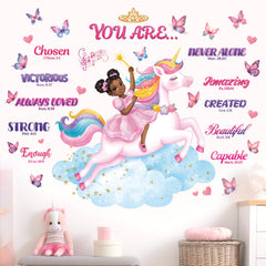 DECOWALL SG2-2503 colorful unicorn bible verse decor creates a dreamy wall scene.