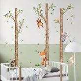Decvictor birch trees forest wall decal with animals enhances nursery ambiance