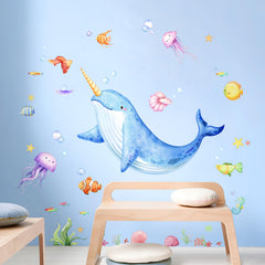 Decvictor Under The Sea narwhal wall decal sparks imagination in kids' rooms