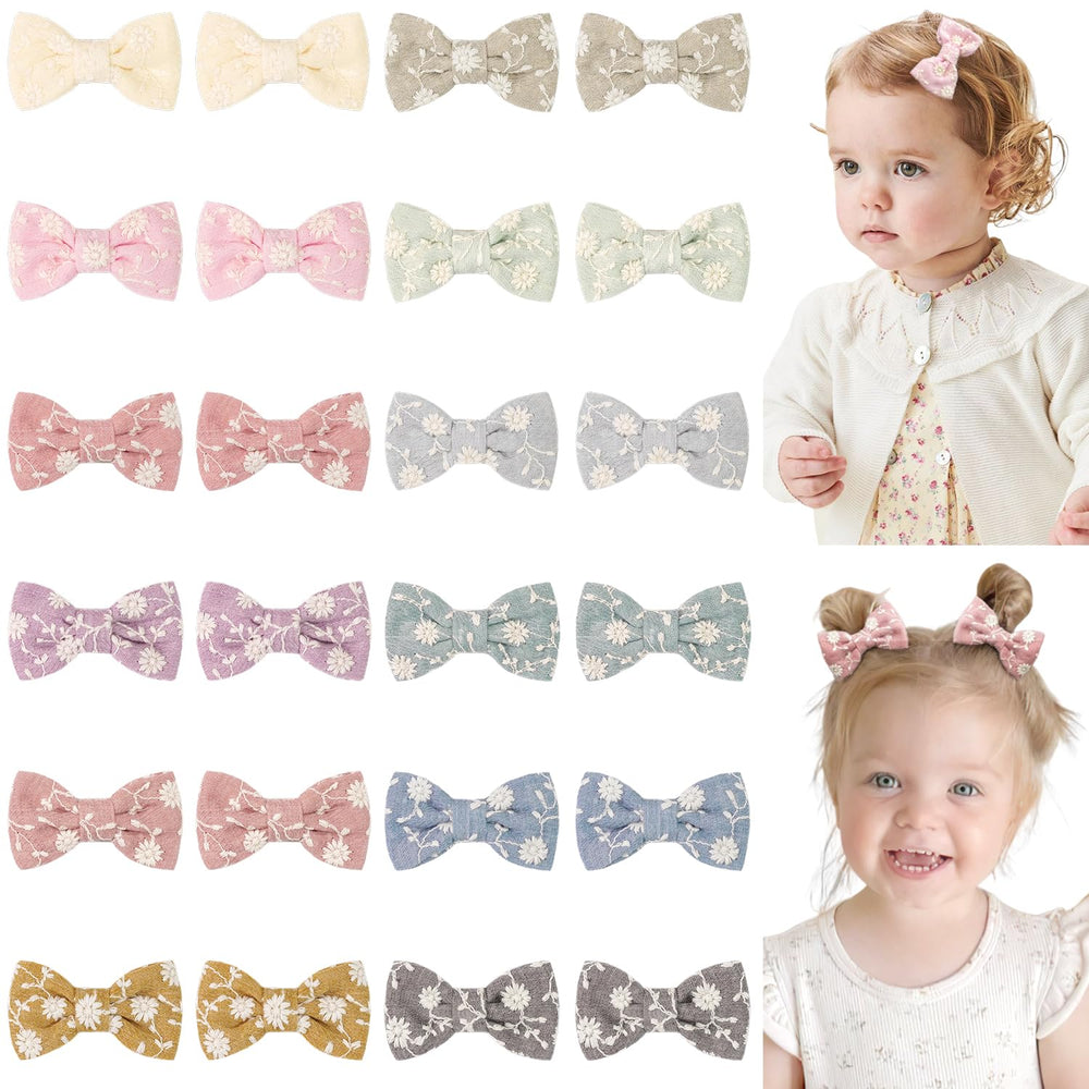 DED 24-piece baby bows in vibrant colors for coordinated outfits