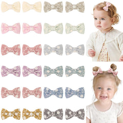 DED 24-piece baby bows in vibrant colors for coordinated outfits