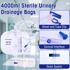 Dedsio 4000ml urinary bag capacity highlighted for extended wear.