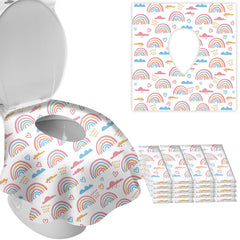 DEEKI rainbow 20-count toilet seat covers for clean public restrooms on the go