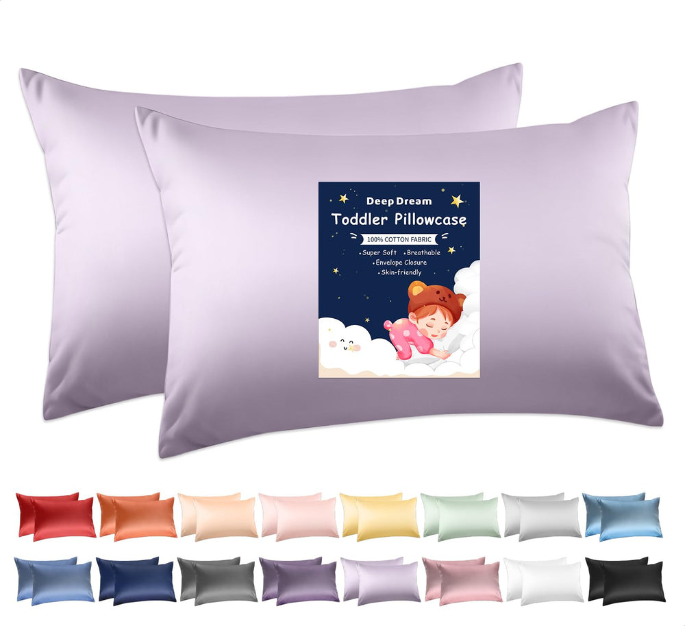 Deep Dream lavender toddler pillowcase set of two fits 13x18 pillows, soft cotton comfort.