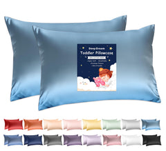 Deep Dream Flint Blue toddler pillowcase offers breathable softness for delicate skin.