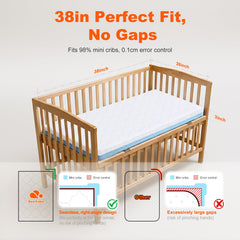 DeerFable mini crib compatibility with a snug 38x26x3 inch fit.