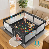 Deeteck 64x64 playpen space offers a large, safe area for babies to crawl and play.