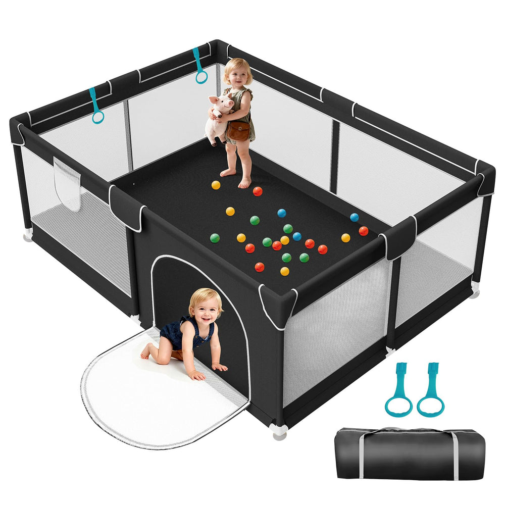 Deeteck 74x50 in playpen shows a spacious area for safe baby exploration