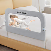 Deeteck bed guard rail with U-shaped structure provides stable support on a toddler bed.