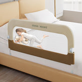 Deeteck bed guard rail with folding design for easy bedtime access