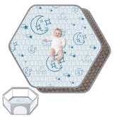 Deeteck hexagon baby play mat folded for compact storage and portability