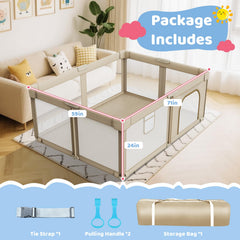 Deeteck playpen with breathable mesh walls for visibility and airflow.
