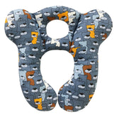 DEEZOMO Baby Travel Pillow in blue bear design with soft organic cotton outer