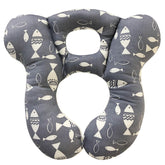 DEEZOMO baby travel pillow gray fish front view shows soft fabric for comfort