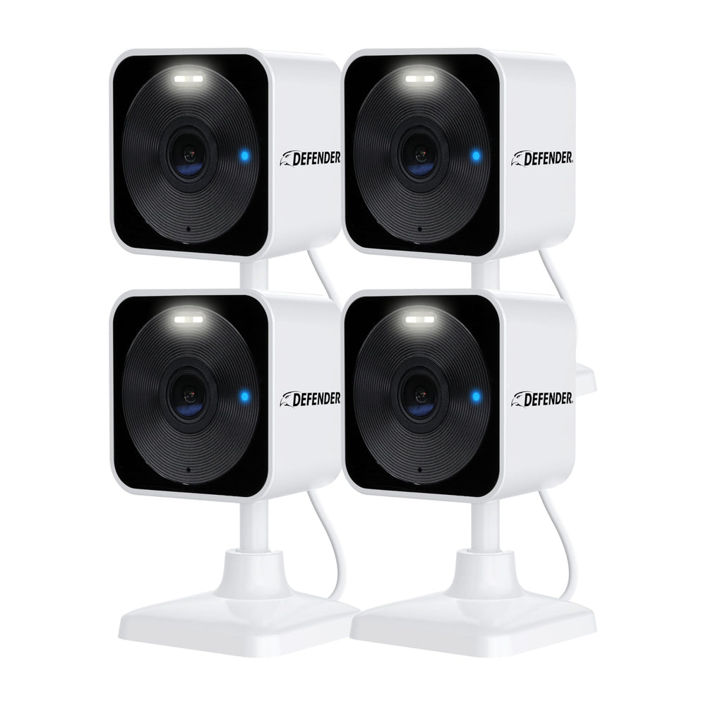 Defender GO 2K AI camera front view for broad indoor and outdoor monitoring