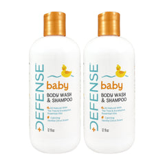 Defense Soap Baby Shampoo bottle label with tea tree oil for delicate skin
