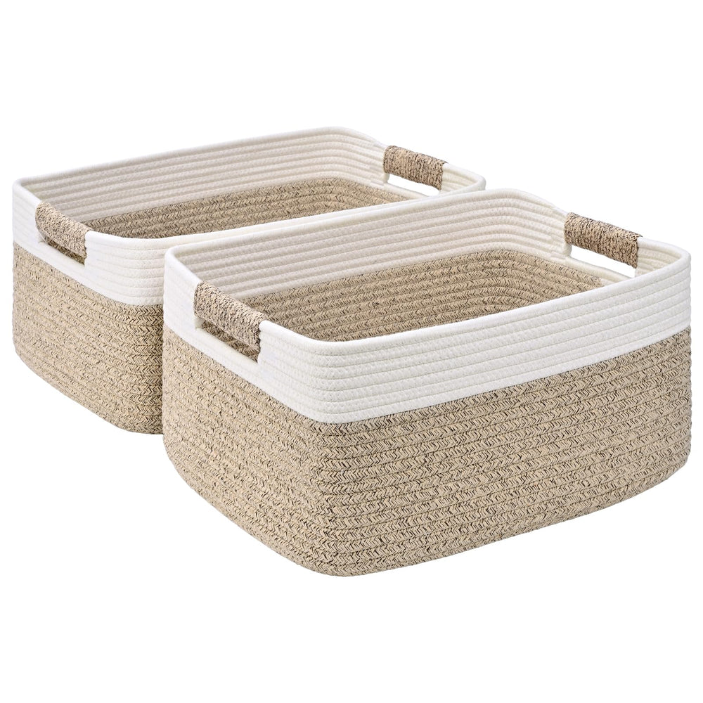 Degeyoyo 2-pack storage basket with wrapped handles for organized shelves.