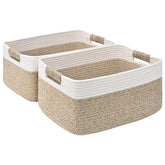 Degeyoyo 2-pack storage basket with wrapped handles for organized shelves.