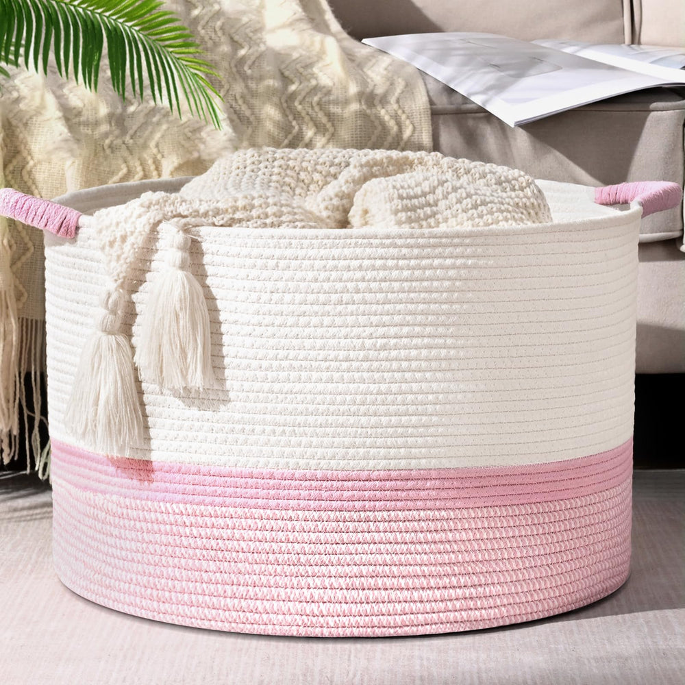 Degeyoyo 67L blanket basket with cotton rope texture for soft, versatile storage.