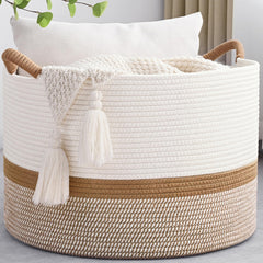 Degeyoyo 67L blanket basket top view with handles, showing size and structure.