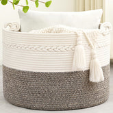 Degeyoyo 67L blanket basket with handle in living space highlighting transport ease
