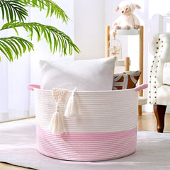 Degeyoyo blanket basket for blankets, towels, and toys keeps spaces tidy.