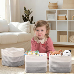 Degeyoyo cube storage bin handle close-up shows reinforced stitching.