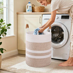 Degeyoyo cotton rope basket shows natural material and durable storage.